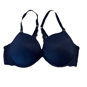 Soma Bra 40C Navy Embraceable Enchanting Lace Push Up Underwire Convertible
